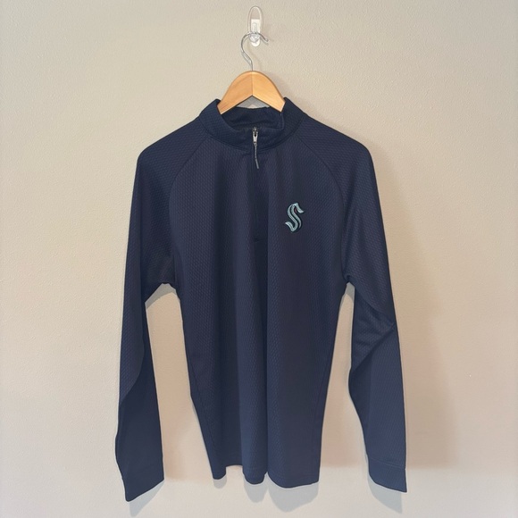 SEATTLE KRAKEN NHL Men’s Zip Up Collared Long Sleeve Blue/Purple Like New Medium - Picture 1 of 10